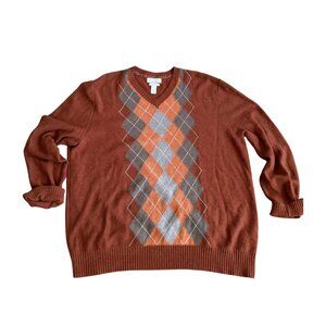 Men's Banana Republic Luxury Blend orange/rust argyle sweater - XL